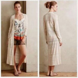 Anthropologie Moth Size S Linen Duster Cardigan in Cream
